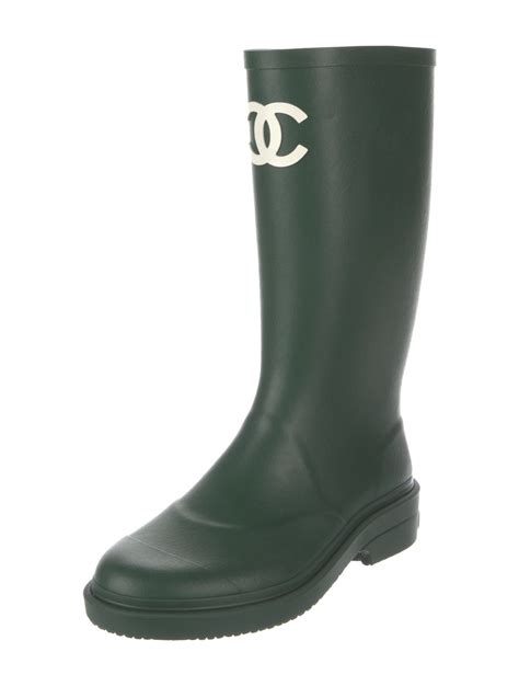 chanel rain boots green